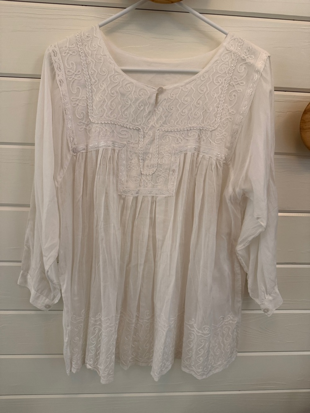Vintage Cotton Embroidered Peasant Tunic